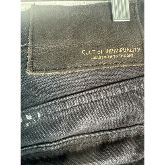 Cult Of Individuality Greaser Cargo Jeans Distressed Black Sz 36x34 Denim Men’s - Picture 7 of 16